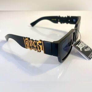 Locs Black And Gold Tone Square Sunglasses